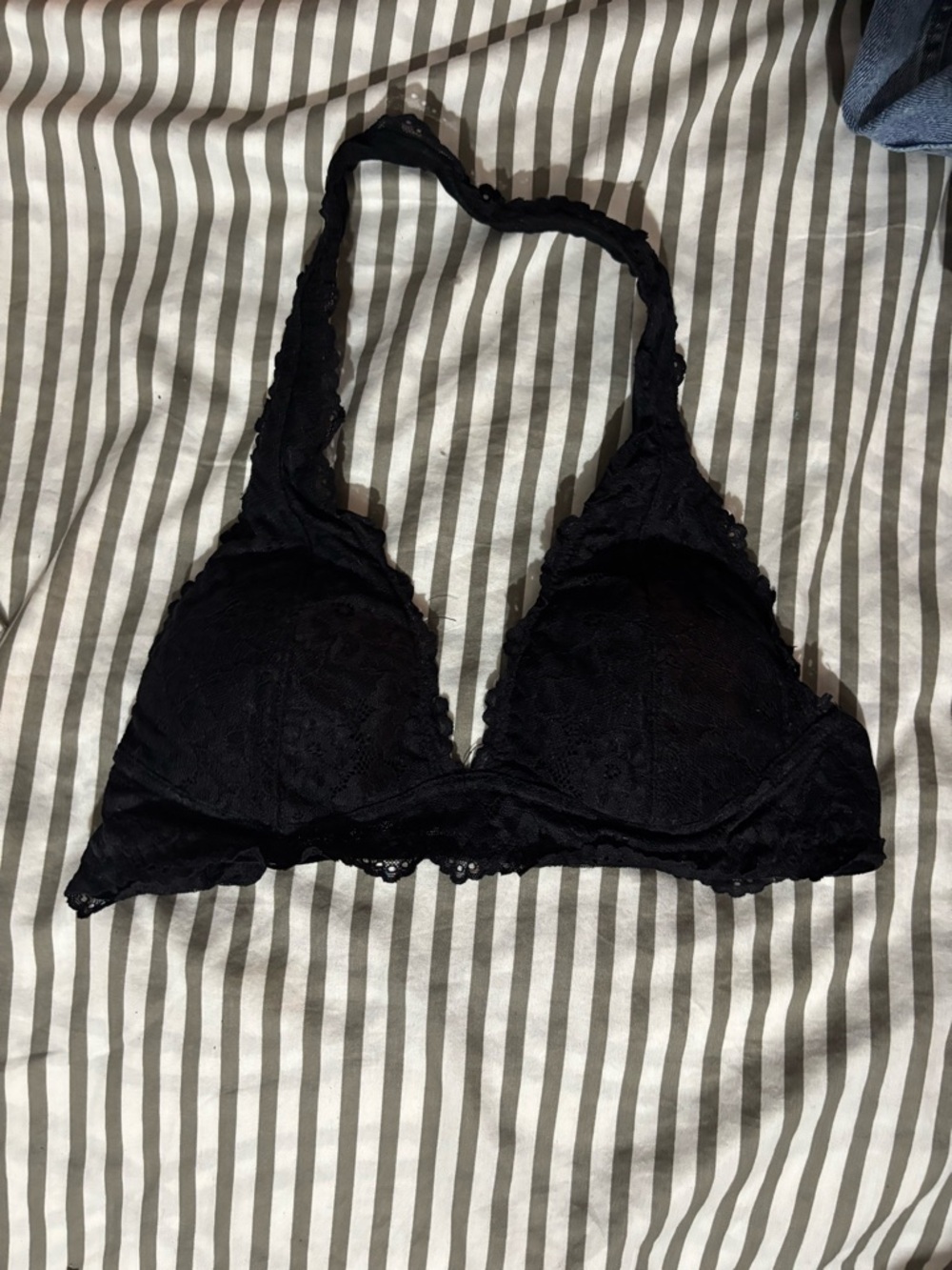 Garage Black Lace Halter Bralette